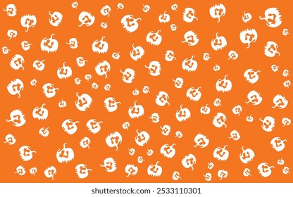 Abstractas patrón sin fisuras para las niñas, los niños para Halloween. Conjunto de pegatinas. Fondo de Vector creativo con calabaza. Fondo de pantalla divertido para el estilo de la moda textil y de la tela. Imagen brillante colorida para el niño