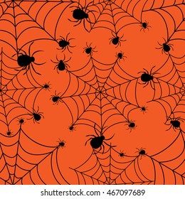 Abstract seamless pattern for girls or boys. Creative vector background with net, spider, halloween. Funny wallpaper for textile and fabric. Fashion style. Colorful bright picture for children.