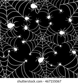 Abstract seamless pattern for girls or boys. Creative vector background with net, spider, halloween. Funny wallpaper for textile and fabric. Fashion style. Colorful bright picture for children.