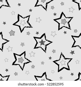 Abstract seamless pattern for girls, boys, clothes. Creative vector background with stars, geometric figures,stripes, dots.Funny wallpaper for textile and fabric. Fashion style. Colorful bright.