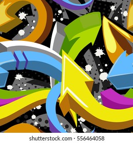 Abstract seamless pattern for girls, boys, clothes. Creative vector background with arrow, lines,stripes.Funny girlish and boyish wallpaper for textile and fabric. Fashion style. Colorful bright.  