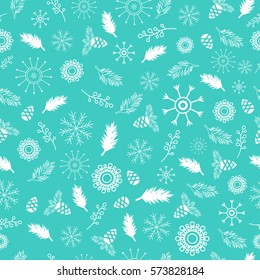 Abstract seamless pattern for girls, boys, clothes Creative vector background with geometric figures, cone, snowflakes, branches. Funny wallpaper for textile and fabric. Fashion style.Colorful bright.