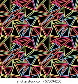 Abstract seamless pattern for girls, boys, clothes. Creative vector background with dots, geometric figures,stripes inscriptions.Funny wallpaper for textile and fabric. Fashion style. Colorful bright.
