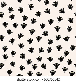 Abstract seamless pattern for girls, boys, clothes. Creative vector background with cats with wings.Funny wallpaper for textile and fabric. Fashion style. Colorful bright. 