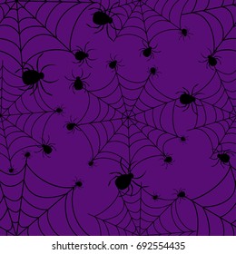 Abstract seamless pattern for girls or boys. Creative vector background with net, spider, halloween. Funny wallpaper for textile and fabric. Fashion style. Colorful bright picture for children.