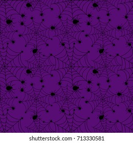 Abstract seamless pattern for girls or boys. Creative vector background with net, spider, halloween. Funny wallpaper for textile and fabric. Fashion style. Colorful bright picture for children.