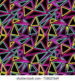 Abstract seamless pattern for girls, boys, clothes. Creative vector background with dots, geometric figures,stripes inscriptions.Funny wallpaper for textile and fabric. Fashion style. Colorful bright.