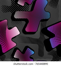 Abstract seamless pattern for girls and boys. Textured grunge urban wallpaper in yellow, black and white colors with geometric line, triangles, ink, shape dots elements. Background for sport clothes.