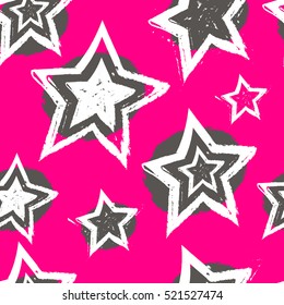 Abstract seamless pattern for girls, children, fashion clothes, sky wallpaper. Funny creative design. Bright colorful Repeated backdrop. Stars background. Silhouette shape elements.