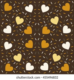 Abstract seamless pattern for girls. Creative vector background with hearts. Funny wallpaper for textile and fabric. Fashion style. Colorful bright picture for children.