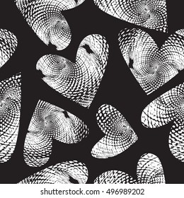 Abstract seamless pattern for girls. Creative design. Repeated seamless backdrop. Romantic wallpaper in black and white colors. Grunge urban repeated backdrop. 