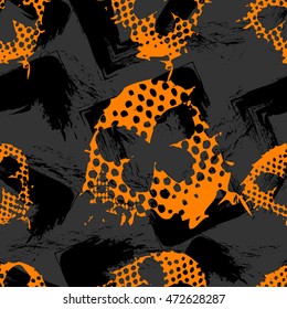 Abstract seamless pattern for girls,boys.Creative vector background with butterfly, stars, geometric figures.Funny wallpaper for textile and fabric.Fashion style.Colorful bright Pink, black, orange