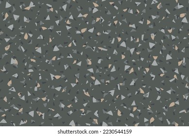 Abstract Seamless Pattern. Glass Terrazzo Print Vector Rock Granite Texture. Gray Marble Black Background. Stone Abstract Irregular Art. Terrazzo Beige Modern Pattern. Mosaic Venetian Classic Design.