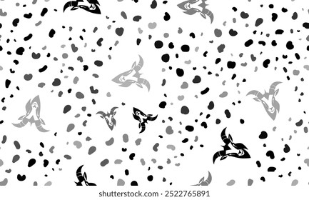 Abstract seamless pattern with goat head symbols. Creative leopard backdrop. Vector illustration on white background
