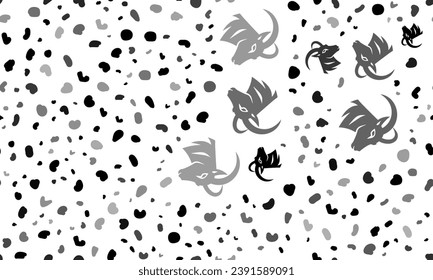Abstract seamless pattern with goat's head symbols. Creative leopard backdrop. Vector illustration on white background