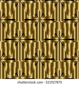 Abstract seamless pattern. Gold 3d background. Endless texture.