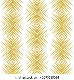 Abstract seamless pattern of gold geometric shapes. Design of home textiles, fashionable clothes, luxurious invitations to weddings and parties, packaging of jewelry. Vector illustration.