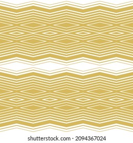 Abstract seamless pattern of gold geometric shapes. Design of home textiles, fashionable clothes, luxurious invitations to weddings and parties, packaging of jewelry. Vector illustration.