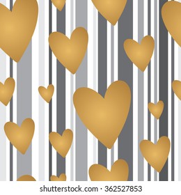 Abstract seamless pattern with gold  hearts 
