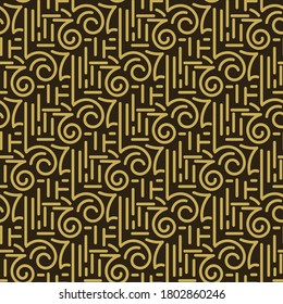 Resumen de un adorno de oro sin fisuras en un fondo negro. Perfecto para su diseño: tela, papel tapiz, imagen de fondo, papel envolvente