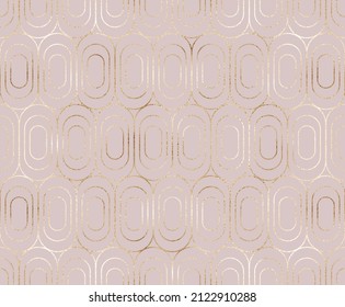 Abstract seamless pattern with gold rounded rectangle tile.