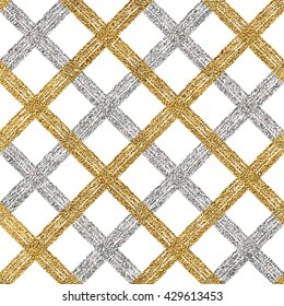 Abstract seamless pattern of gold silver cage