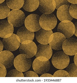 Abstract seamless pattern with golden circles. Hand drawn bubbles vector illustration.