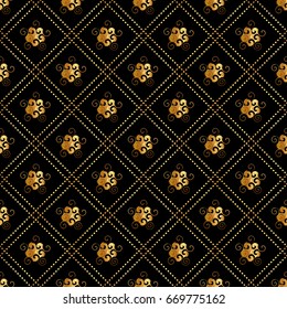 Abstract seamless pattern with golden oraments. Luxury background design. Modern stylish texture. Vector illustration. Used for wallpaper, pattern fills, web page,background,surface textures.
