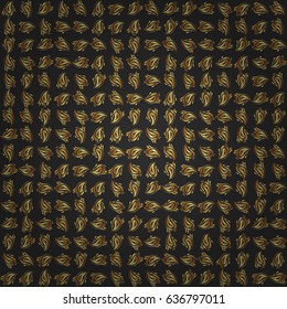 Abstract seamless pattern with golden repeating elements on gray background. Vintage gray and golden pattern. Oriental vector classic pattern.