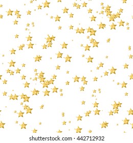 Abstract seamless pattern with golden stars, design element. Can be used for invitations, greeting cards, scrapbooking, print, gift wrap, manufacturing