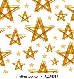 Abstract seamless pattern with golden stars. Can be used for the gift boxes, wrap paper, scrapbooking, wallpapers, backgrounds, web sites. Winter theme.