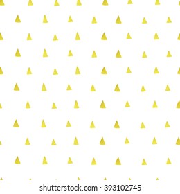 Abstract seamless pattern with golden triangles. Hand drawn shapes.