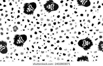 Abstract seamless pattern with gorilla head symbols. Creative leopard backdrop. Vector illustration on white background