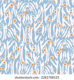Abstract  seamless pattern.  gouache painting. tropical animal, spots ,paint  brush strokes, exotic    tiger  lines