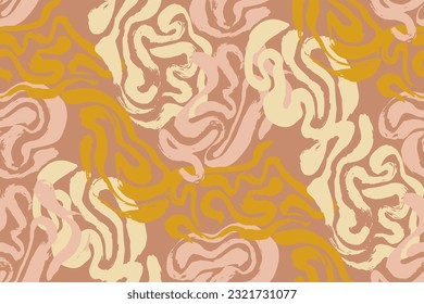 abstract seamless pattern. gouache painting. paint brush strokes, exotic wavy lines. 80s style