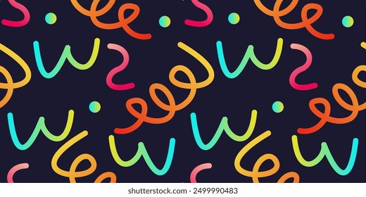 Abstract Seamless pattern with Gradient Lines. Modern and trendy abstract gradient line on dark background. Vector illustration 