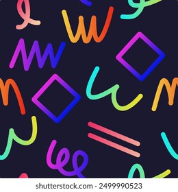 Abstract Seamless pattern with Gradient Lines. Modern and trendy abstract gradient line on dark background. Vector illustration 