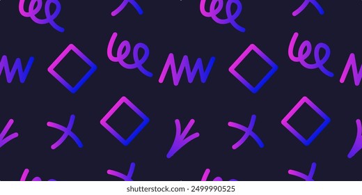 Abstract Seamless pattern with Gradient Lines. Modern and trendy abstract gradient line on dark background. Vector illustration 