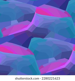 Abstract seamless pattern of gradiental shapes of soft, curvy and angled structure in neon colors. Vector repeated geometric design
