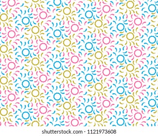 Abstract seamless pattern with graphic decorative elements. The pattern can be used for decorating greeting cards, invitations, parties, stickers, labels, wallpaper, fabric, wrapping pape,scrapbooking
