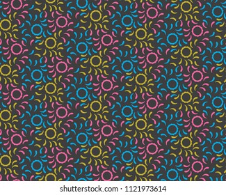 Abstract seamless pattern with graphic decorative elements. The pattern can be used for decorating greeting cards, invitations, parties, stickers, labels, wallpaper, fabric, wrapping pape,scrapbooking