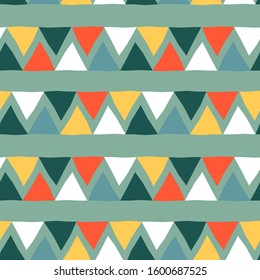 Abstract seamless pattern with graphic elements - triangles.  Avant-garde collage style. Geometric wallpaper for business brochure,  cover design. 