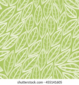 Abstract Seamless Pattern with Graphic Leaves. Modern Nature Background. Repetitive Vector Texture. Ready Swatch Included in File