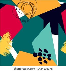 Abstract seamless pattern with graphyc elements, modern abstract shapes.   Avant-garde collage style. Geometric wallpaper for business brochure,  cover design. 