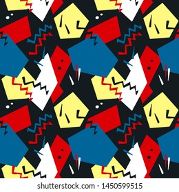 Abstract seamless pattern with graphyc elements, modern abstract shapes.   Avant-garde collage style. Geometric wallpaper for business brochure,  cover design. 