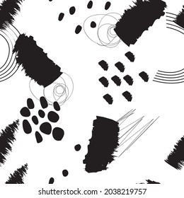 Abstract seamless pattern with graphyc elements, modern abstract shapes.   Avant-garde collage style. Geometric wallpaper for business brochure,  cover design. 