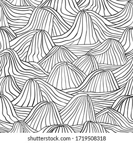 Abstract seamless pattern with grass tufts. Hand drawn vector illustration. 