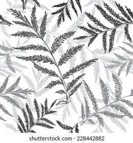 Abstract seamless pattern of grassy, hand drawn vector background.