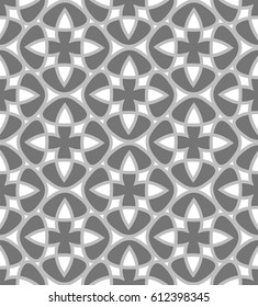 Abstract seamless pattern. Gray flowers on a white background. Vector illustration