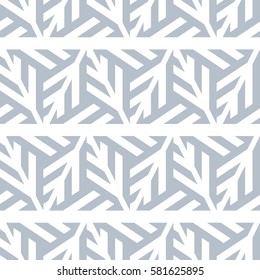 Abstract seamless pattern of gray lines and triangles. White background.